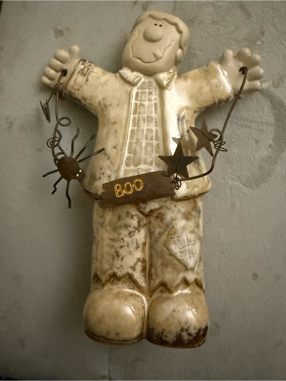 Vintage Ceramic/ pottery Halloween Frankenstein - Neutral Cream 'BOO